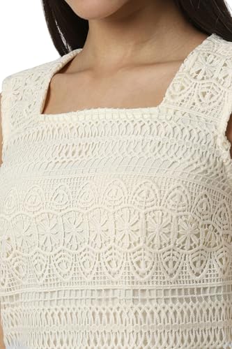 Van Heusen Women's Cotton Modern Knee-Length Dress (VWDRERGF446201_White