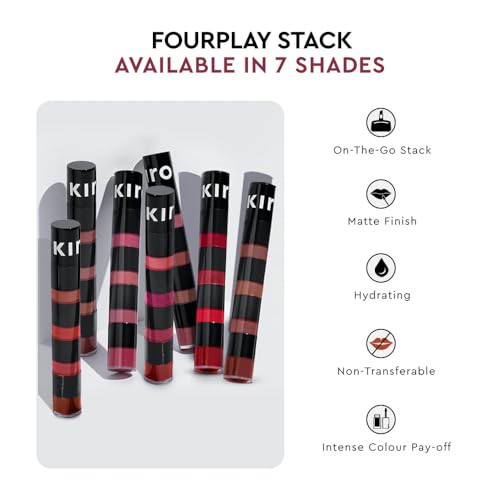 Kiro Four Play Non-Stop Airy Matte Liquid Lip Stack – Paramount Pink, 6ml | 4 Pink Lipstick Shades | Long-lasting, Transfer-proof, Hydrating, Lightweight | Infused with Avocado & Apricot Oils