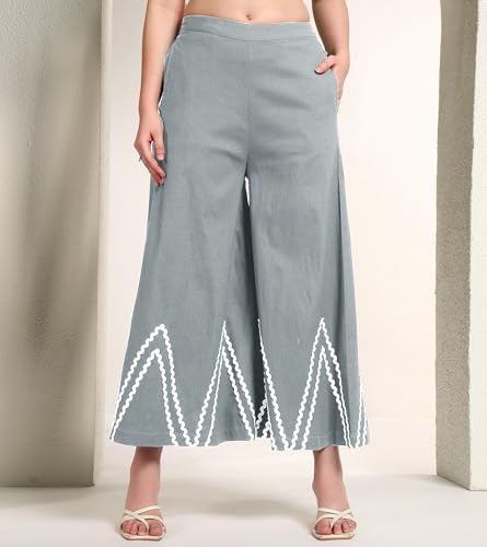 DEEBACO Women's Solid Lycra Ankle Length Waist Coat with Palazzo|V-Neck|Cord Set for Women Fashion|Long Jumpsuits Western Dress for Women Stylish|Two Piece Co ord Set|Casual Wear(DBCO00002276_XL_Grey)