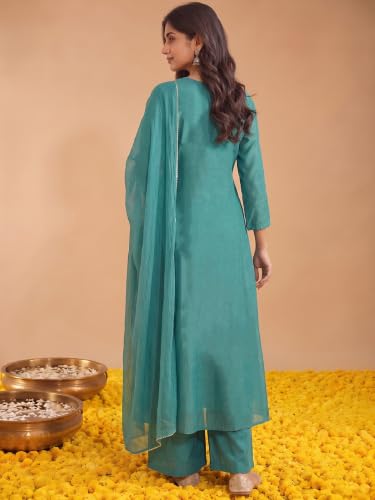 Varanga women's mul chanderi kurta set with chiffon dupatta