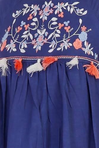 Allen Solly Girl's Cotton Modern Knee-Length Dress (AGDRPRGFG05623_Navy