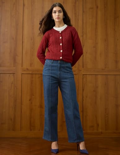 U.S. POLO ASSN. High Rise Straight Fit Jeans (UWAW25JEN404_Blue_34)