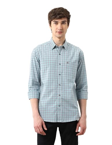 Arrow Sports Men's Checkered Slim Fit Shirt (ASAJSH1362_Green
