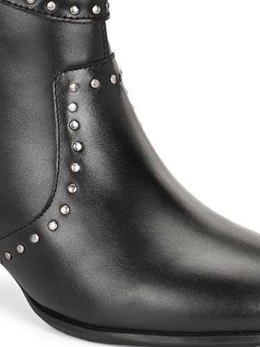 Delize Black Women mid heel platform boots-66513-38