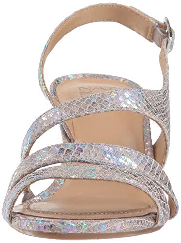 Naturalizer Womens Taimi Strappy Mid Heel Slingback Dress Sandals, Silver, 9 Wide