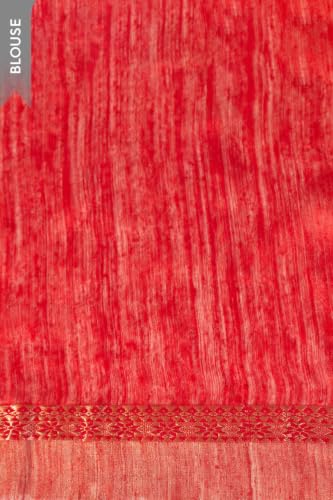 Red Pure Silk Cutwork Bengal SareeWith Unstitched Blouse( SHG08H00444-Red)