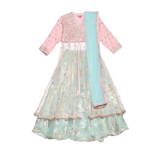 BIBA Girls Nylon Solid Lehenga Set (Kw5633_5_Pink) Readymade Pink 5