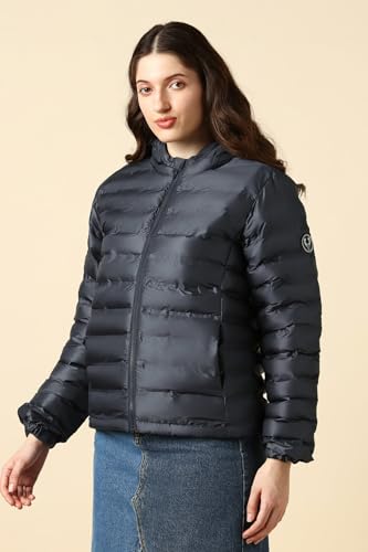 Women Navy Solid Casual Jacket