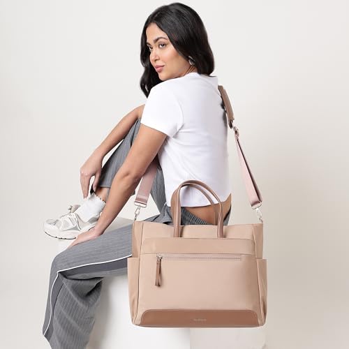 Fastrack Nylon Edit laptop Tote | Nylon Women’s Bag | 2 Compartments, 15" Padded Laptop Sleeve, Bottle Holders, Trolley Sleeve & Dual Carry Straps