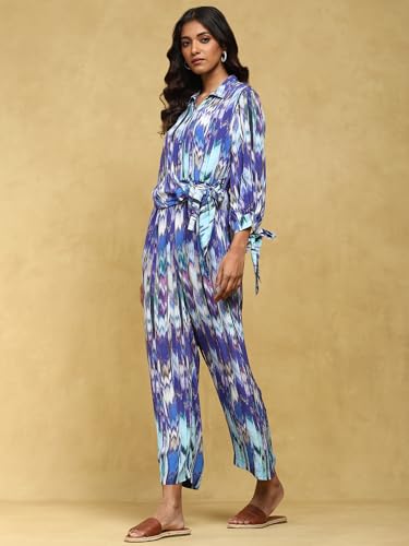 Ritu Kumar Blue Printed Viscose Jumpsuit