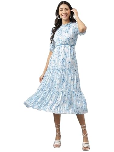 Latin Quarters Women White Printed Half Sleeve Casual Dress_3XL