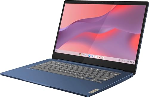 Lenovo IdeaPad Slim 3 14" Chromebook Laptop (14" FHD Touchscreen, 8-Core MediaTek Kompanio 520, 4GB RAM, 128GB(64GB eMMC+64GB SD)), Webcam, 13.5-Hrs Long-Battery Life, IST Card, Chrome OS, Abyss Blue