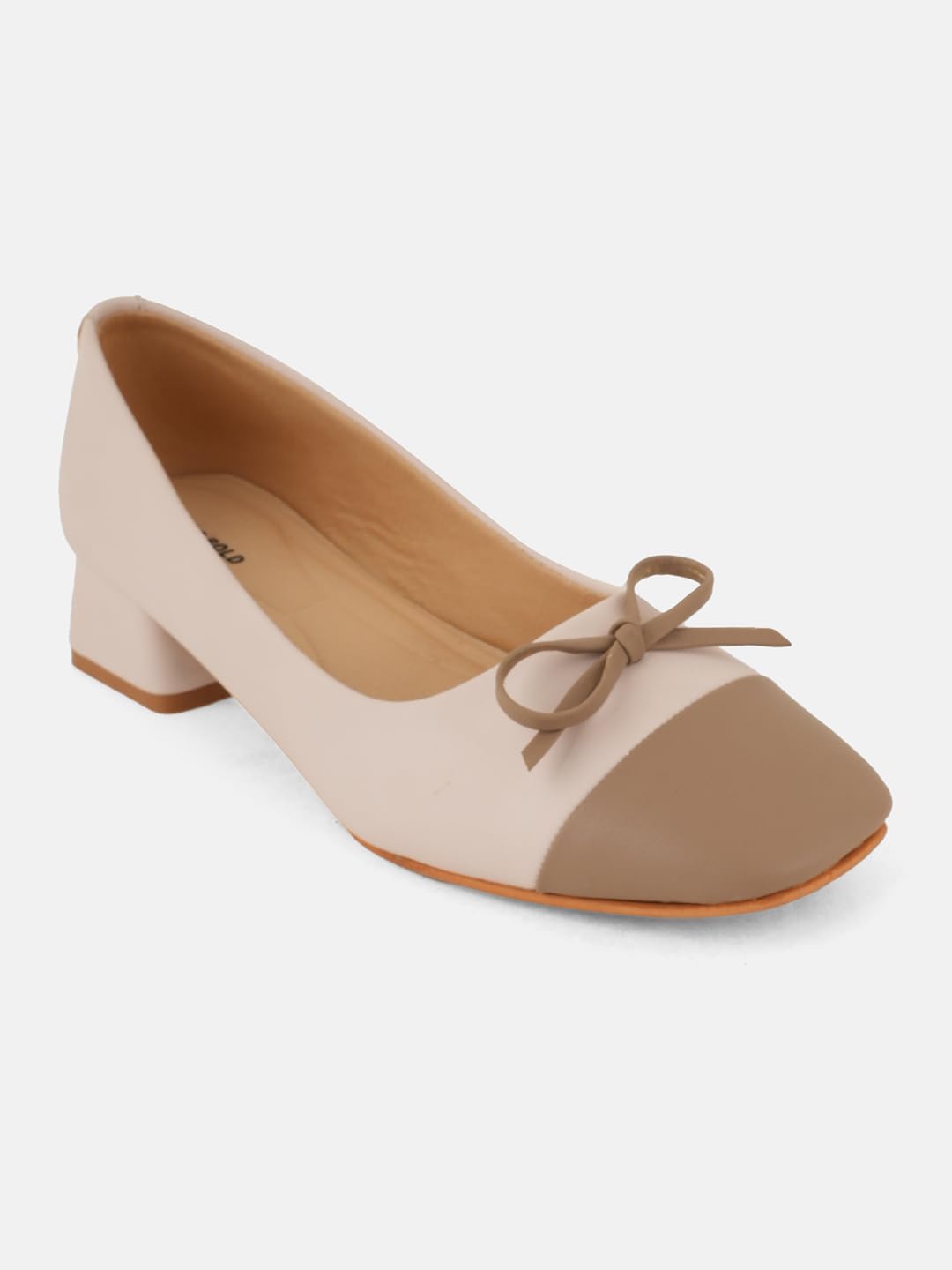 Drop BoldCream Colourblocked Square Toe Block Heel Sandals For Women & Girls
