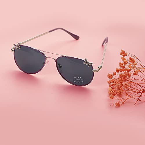 Carlton London Girl's Black Lens & Silver-Toned Aviator Sunglasses with UV Protected Lens