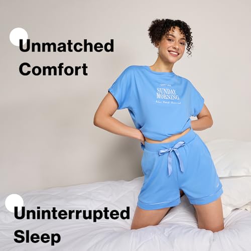 NYKD (NYS912 Soft Cotton Modal Shorts for Women | Relaxed Fit with Non Slip Elasticated Waistband, Adjustable Drawcord & 2 Side Pockets | Ideal for Night, Lounge Blue