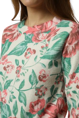Allen Solly Women White Print Round Neck Casual Sweater
