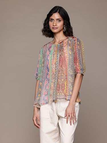 Label RITU KUMAR Multi Ethnic Stripes Top