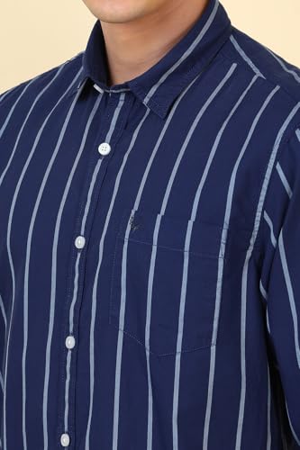 Allen Solly Men Navy Stripe Full Sleeves Casual Shirt
