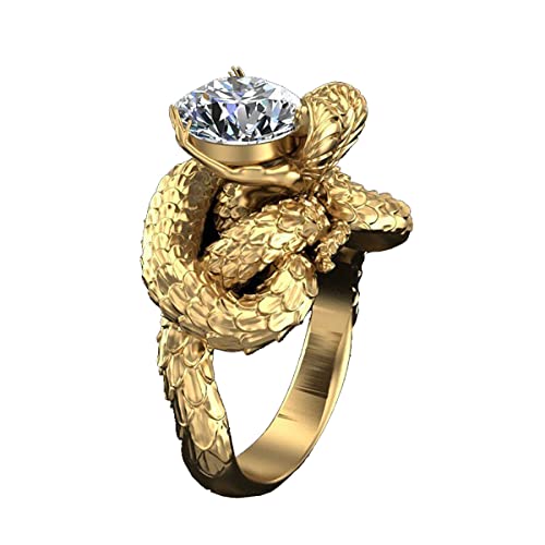 RUVEE Egyptian God of Snakes Nehebu-Kau Inspired Gold Plated Alloy Ring for Men Women Bikers & Dopers