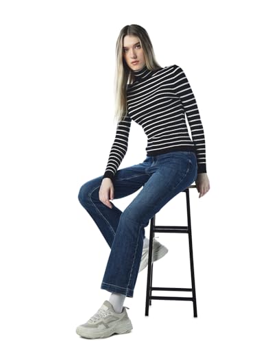 ONLY Women's Solid Flared Mid-Rise Blue Jeans