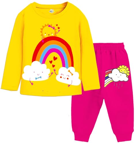 MINI MYN Girls Regular Fit Cotton T-Shirts and Pyjamas Clothing Set