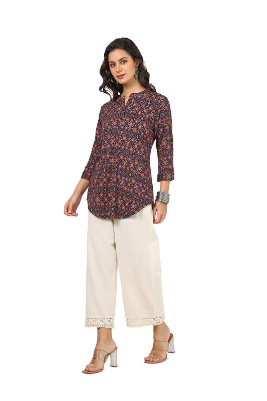 Soch Womens Navy Blue Spandex Ethnic Motifs Tunic