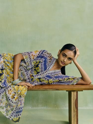 Aarke Ritu Kumar Blue Exotic Floral Short Dress with Camisole