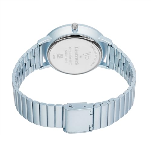 Fastrack Vyb Quartz Analog Light Blue Dial Stainless Steel Strap Watch for Women-FV60021KM03W