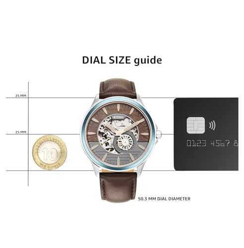 Titan Maritime Automatic Anthracite and Brown Bi-Colour Dial Brown Leather Strap Watch for Men - NT1793KL02