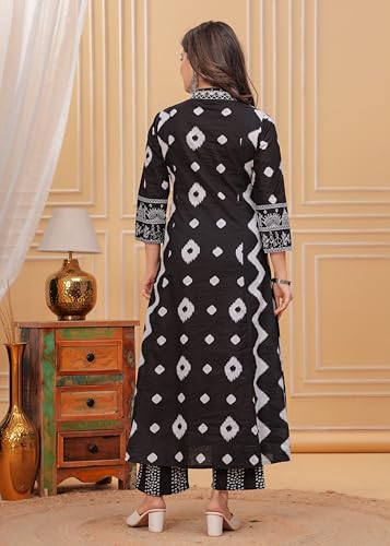 Manojava Women's Kurta with Palazzo and Dupatta Set, Traditional Indian Ethnic Wear, 3 Piece (IN, Alpha, XL, Regular, 3, BLACK)
