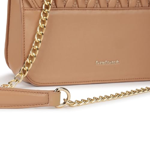 Fastrack QuiltGrid Shoulder Bag | Faux-Leather Women’s Handbag | Diamond Quilted Design | Adjustable Chain Strap | Zipper & Magnetic Closure | Gold-Finish Hardware