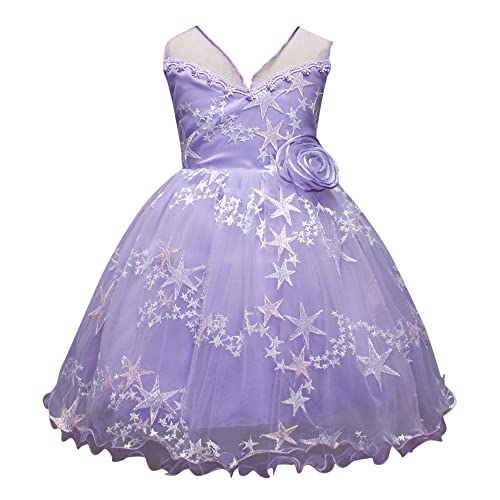 Hopscotch Girls Fit And Flare Knee-Length 0 Party Dresses in Lavender Color for Ages 6-7 Years
