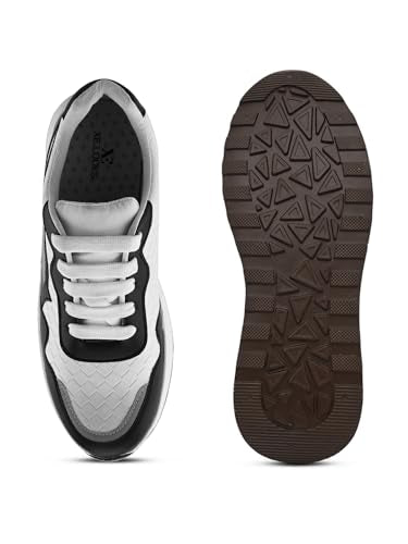 XE Looks Women's Black Sneakers | Trendy Textured Design with Lace-Up Closure | Lightweight & Stylish Sneaker Shoes For Girls & Women