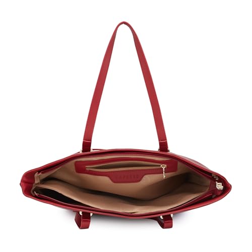 Caprese Roima Tote Bag, Large-Red | Stylish Handbag for Women | Spacious, Versatile Office & Daily Essentials Tote | Top Zip Closure