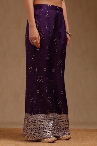 Soch Womens Purple Brocade Ethnic Motifs Co-Ord Set With Sequins