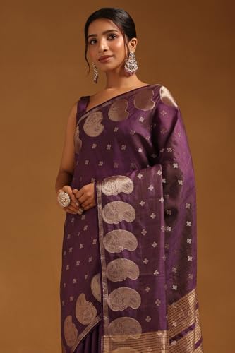 Soch Womens Wine Art Silk Zari Woven Saree