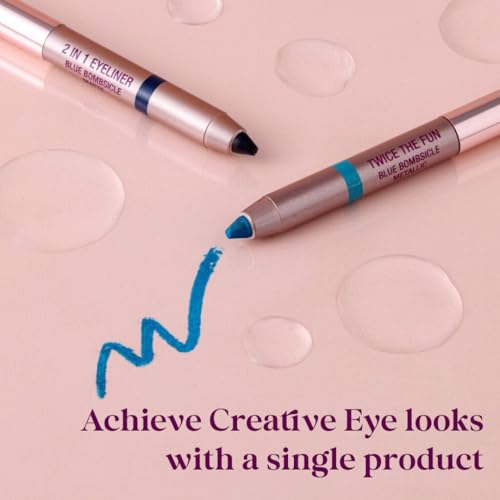 Typsy Beauty Double-Ended Eyeliner & Eyeshadow | Matte & Metallic Creamy Dual-Ended Eyeliner Pencil | One Swipe Application | Long-Lasting & Waterproof | Available in 5 shades | 2g (Blue Bombsicle 02)