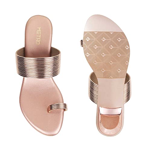 Metro Women's Rose Gold Fashion Kitten Heel Slip-on Sandals UK/7 EU/40 (32-238)