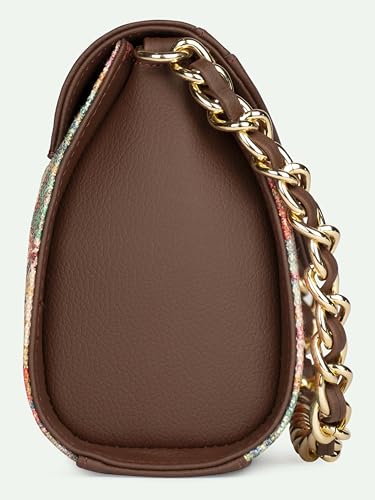 ZOUK Rhea Kapoor Baguette for Women | Shoulder Bag with Golden Chain | Stylish Baguette Purse for Brunch & Casual Outings | Elegant Sling Bag for Women | Kutch Gamthi