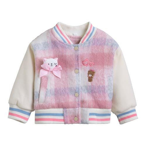 Hopscotch Female Full Sleeves Multi Textured Checkered Jacket For Ages (3-4 Years)