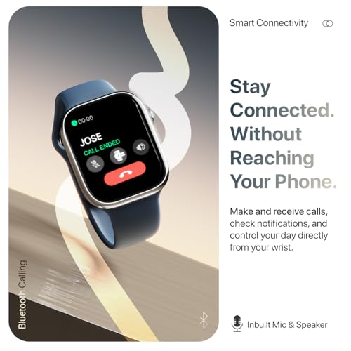 Fire-Boltt Ninja X Ring Smart Watch with 1.96” Large Display, Bluetooth Calling, Wireless Charging, AI Voice Assistant, 500+ Watch Faces, Health Suite, Smart Watch for Man & Woman – Blue S