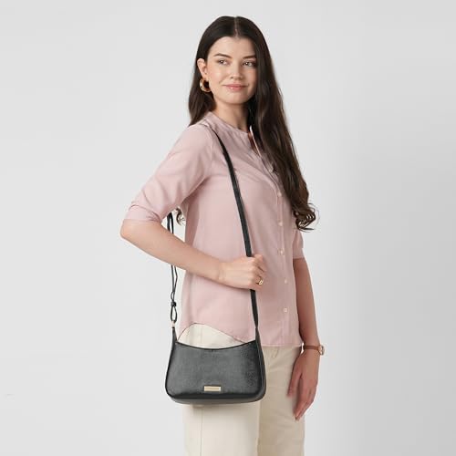 Caprese Carol Small Sling Bag for Women with Adjustable Strap & Zip Closure for Comfortable Wear | Versatile Handbag for Everyday Use, Travel, and Special Occasions (Black)