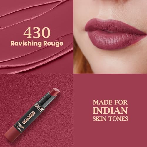INSHINE ORIGINALS Absolute Matte Lipstick - Long-Lasting, Intense Color with a Velvety Matte Finish, Transfer-Resistant Formula for Sophisticated Lips (430 RAVISHING ROUGE)