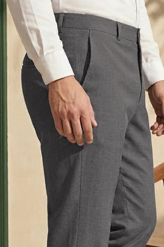 Louis Philippe Men Grey Slim Fit Solid Flat Front Formal Trousers