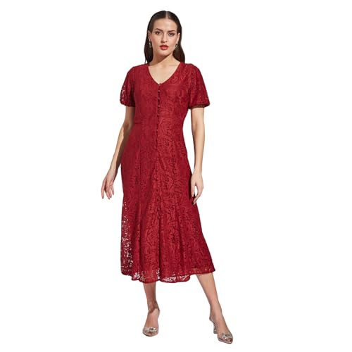 Latin Quarters Women Maroon Half Sleeves Casual Solid Dress_S
