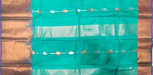 VFCollections Women's Traditional Handloom Kanchipuram Silk Saree with Rich Royal Golden Zari and Traditional Border – | Rich Zari Woven Design | Bridal Saree | Unstitched Blouse (VFC682-8)