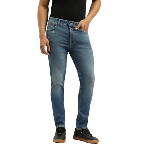 United Colors of Benetton Solid Low Crotch Fit Jeans (Size: 32)-25A4MBOO5025I901 Blue