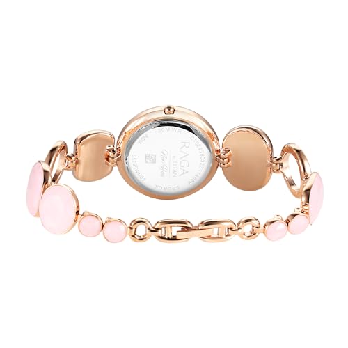 Titan Raga New You Quartz Analog Mother of Pearl Dial Rose Quartz Stone Strap Watch for Women-NS95195WM01