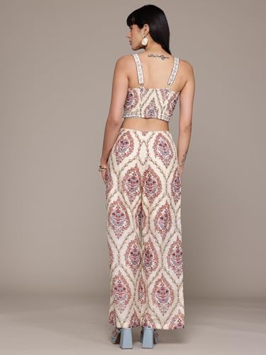 Label RITU KUMAR Ecru Caprese Top With Pant Co-Ord Set
