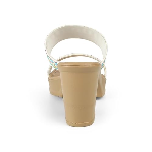 tresmode ATHENA White Women's Dress Block Heel Sandals in Size 4 UK / 37 EU